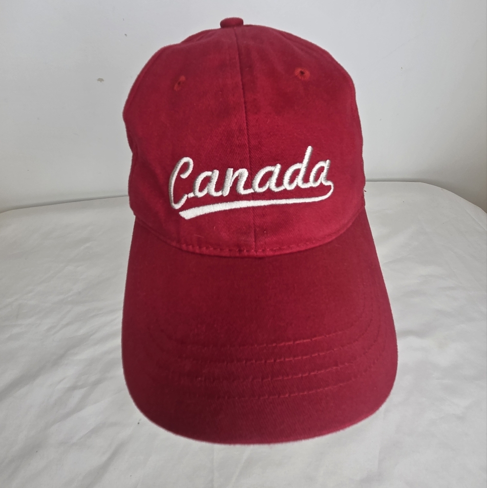 Vibrant Red Cotton Cap With Canada Embroidered